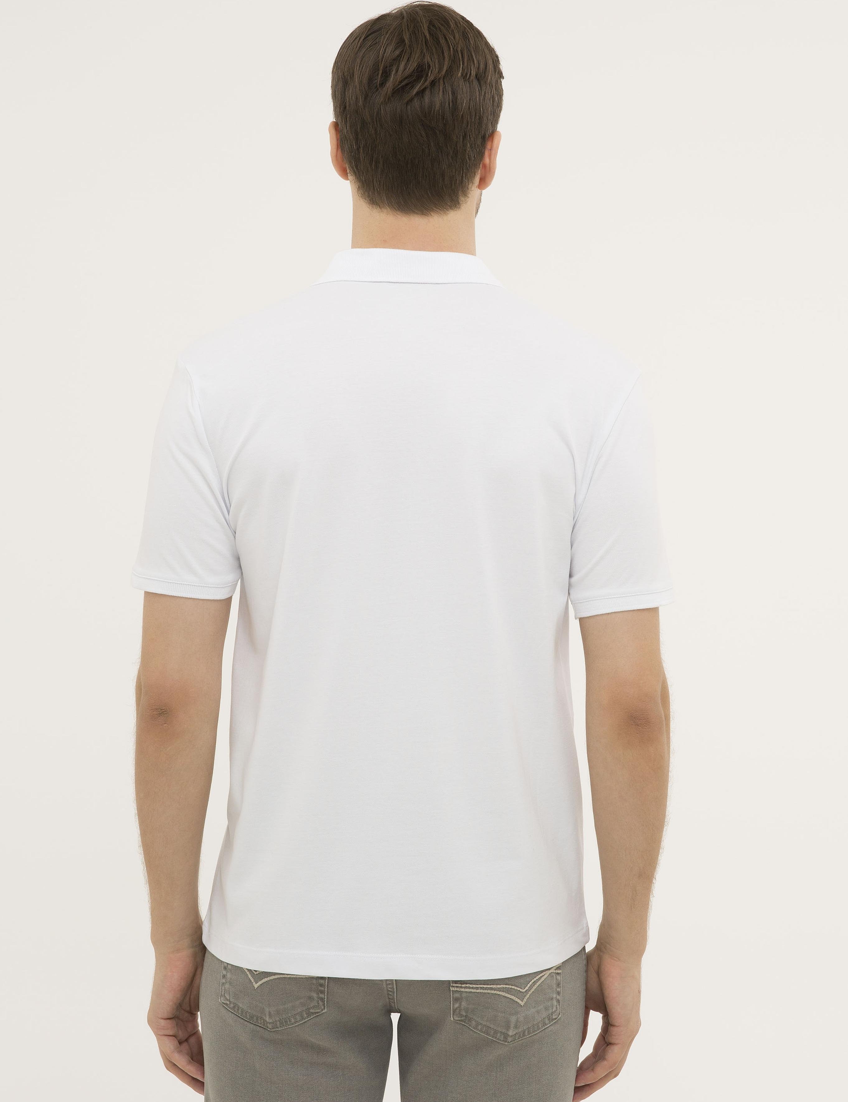 Beyaz Polo Yaka Basic T-Shirt