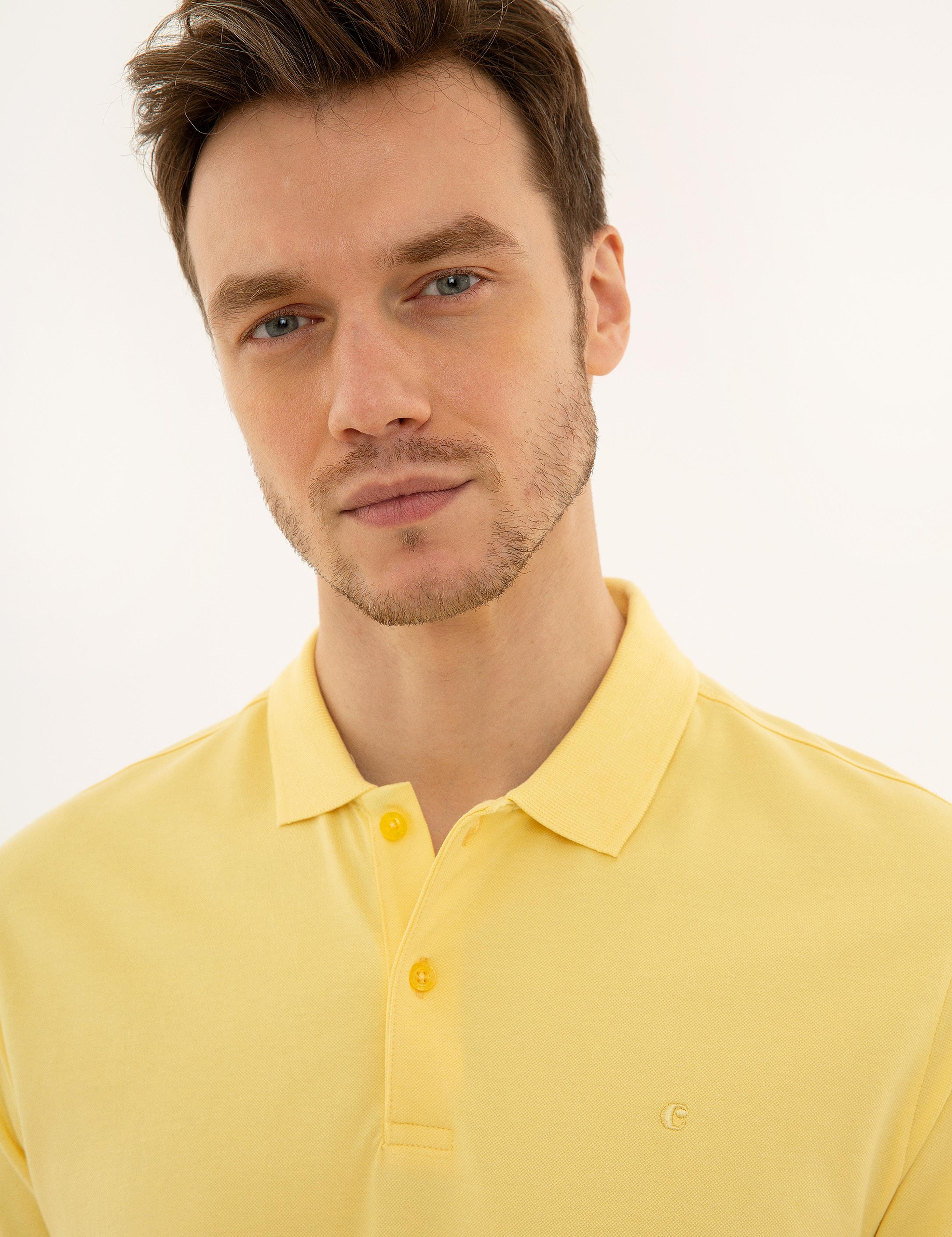 Sarı Polo Yaka Basic T-Shirt - 50227883054