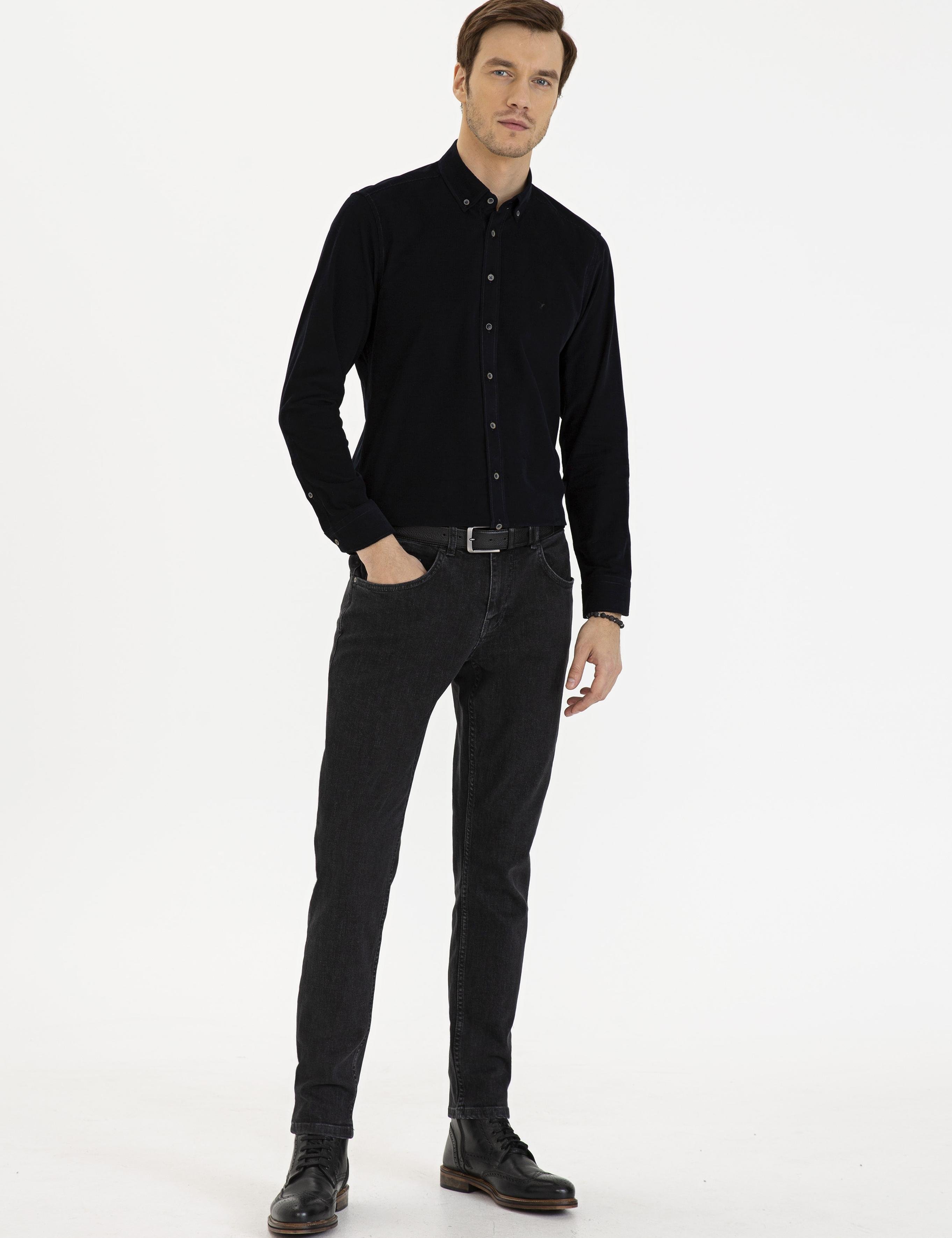Siyah Slim Fit Uzun Kollu Gömlek