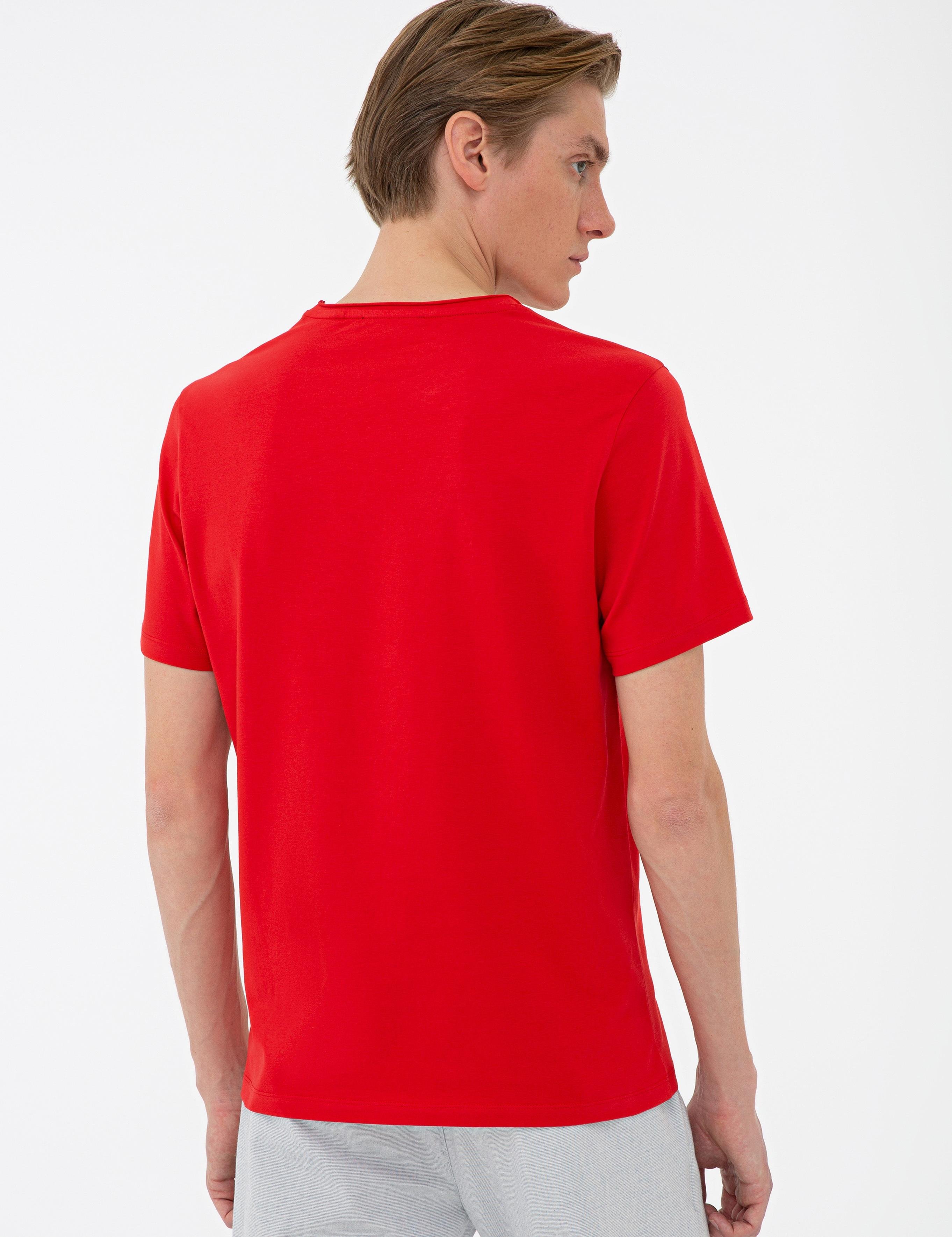 Kırmızı Bisiklet Yaka Slim Fit T-Shirt