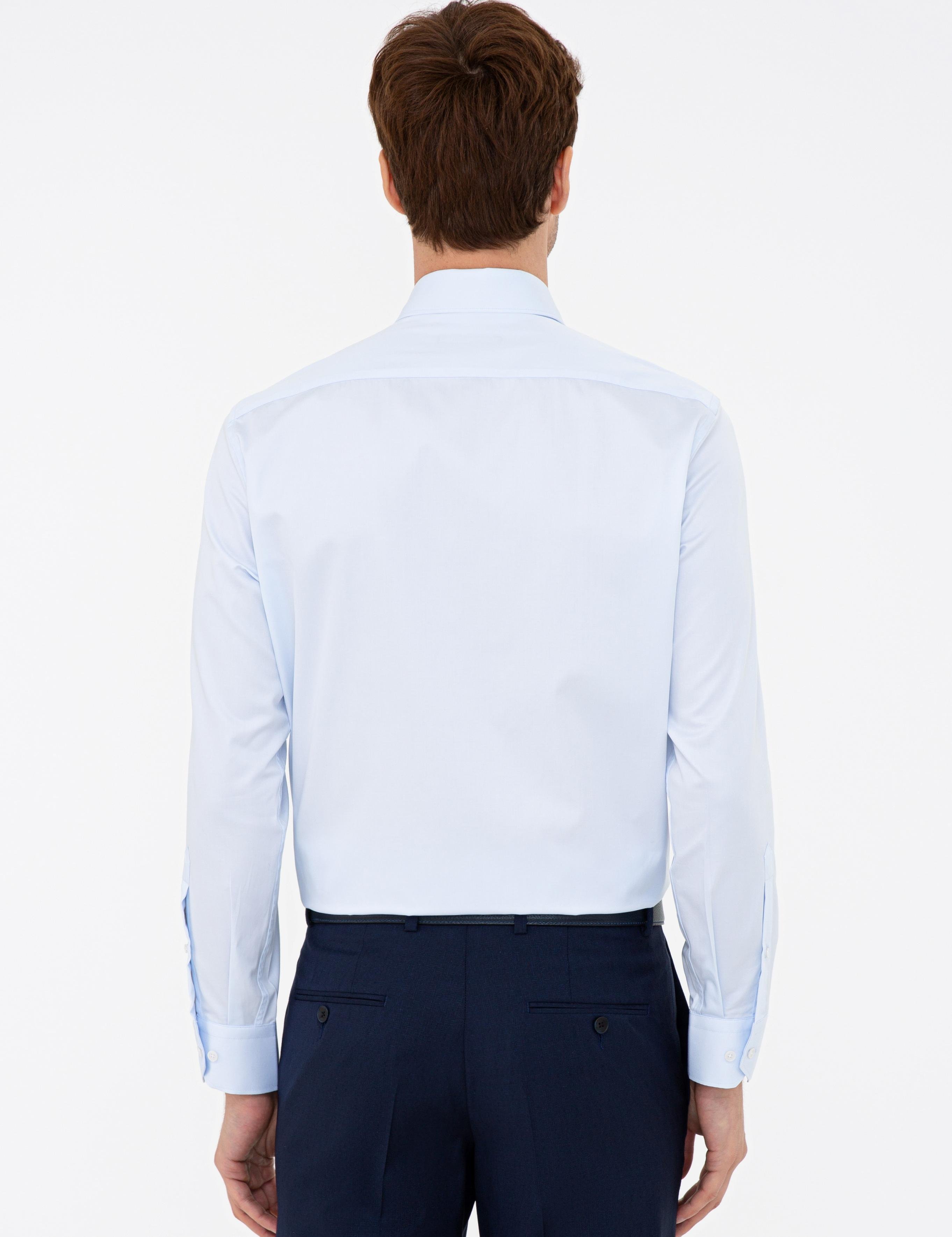 Açık Mavi Modern Fit Uzun Kollu Basic Gömlek