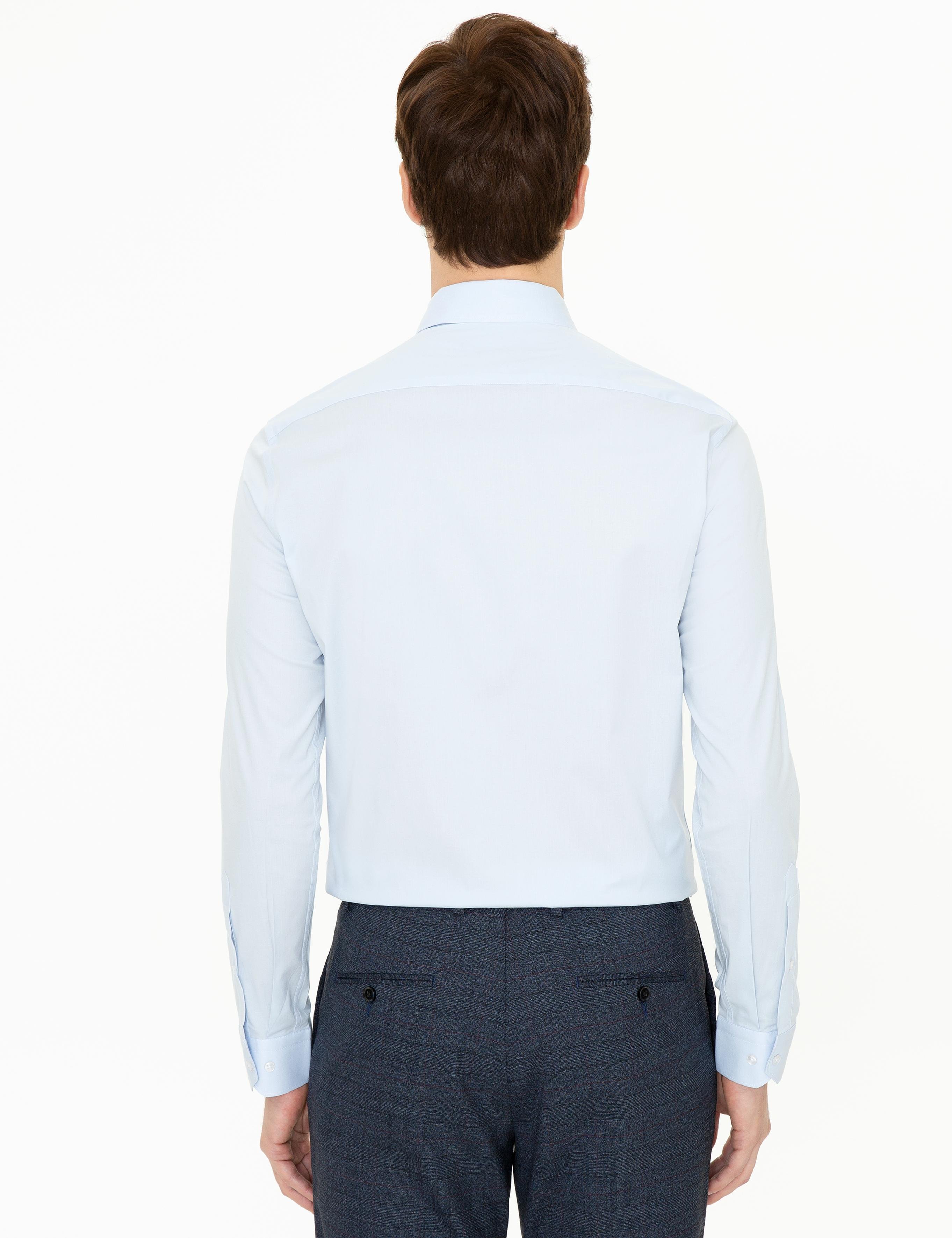 Açık Mavi Slim Fit Uzun Kollu Basic Gömlek - 50235535027