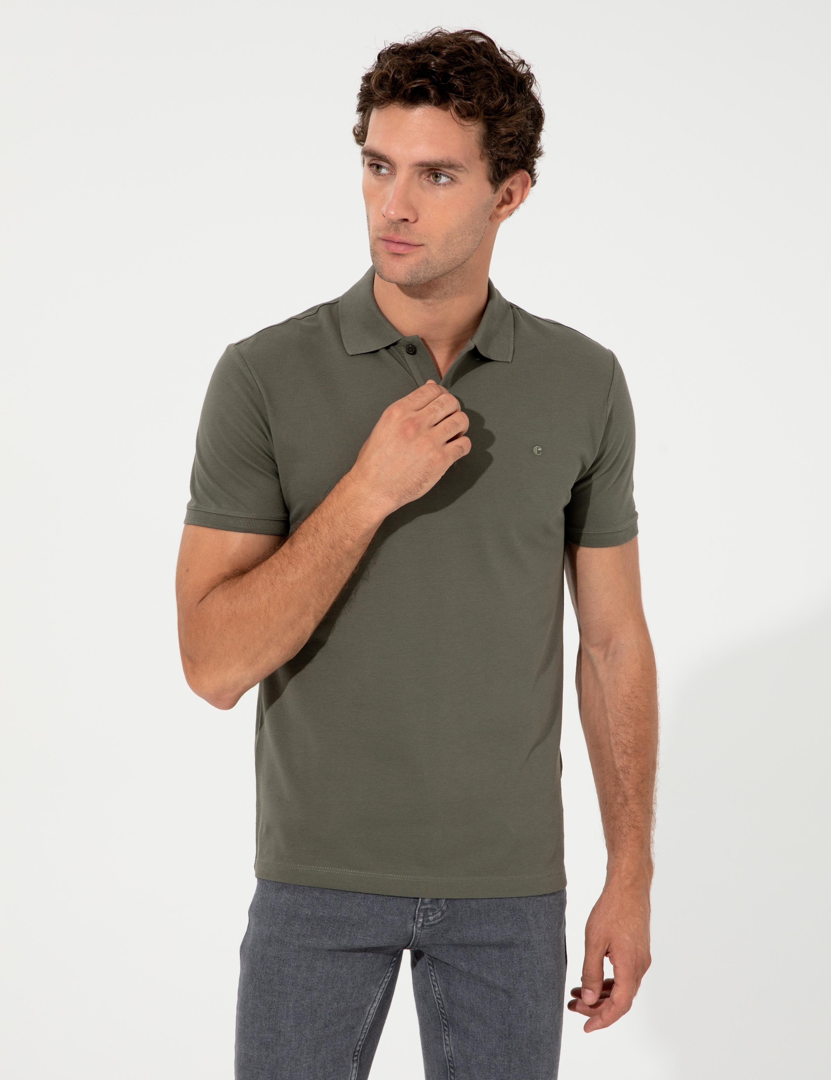Koyu Yeşil Polo Yaka Slim Fit T-Shirt - 50239479001
