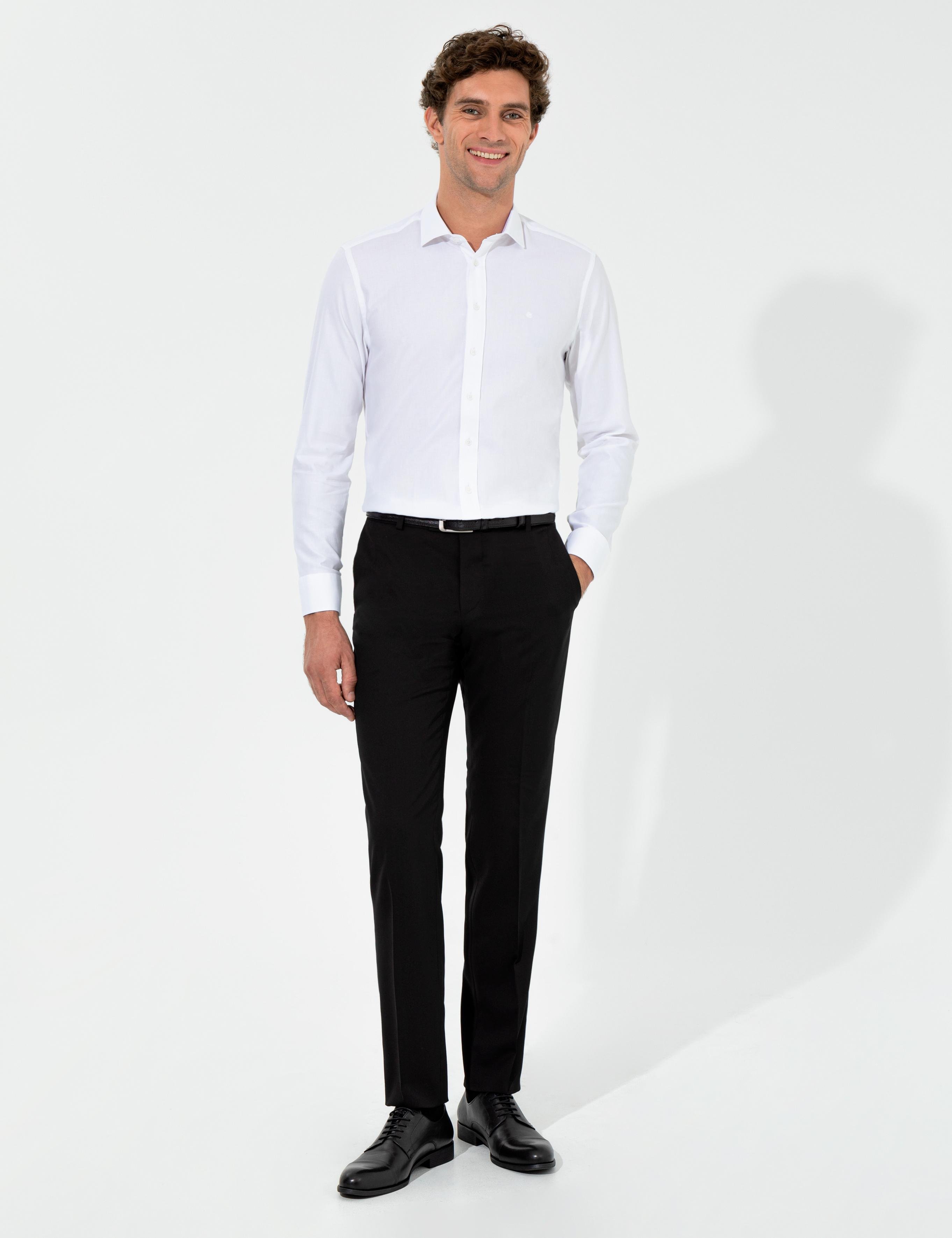 Beyaz Slim Fit Uzun Kollu Basic Gömlek - 50261182011