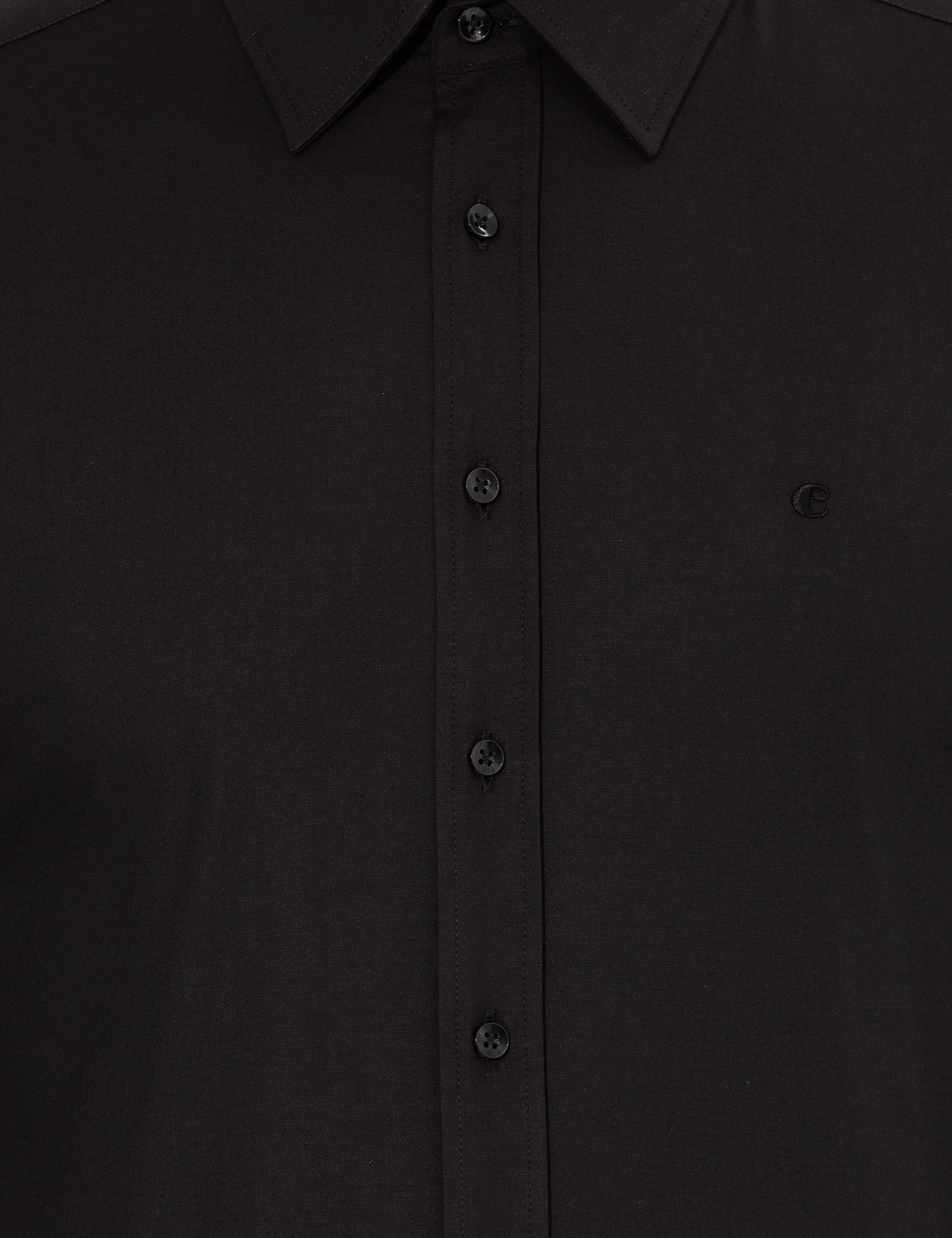 Siyah Slim Fit Uzun Kollu Basic Gömlek - 50268506040