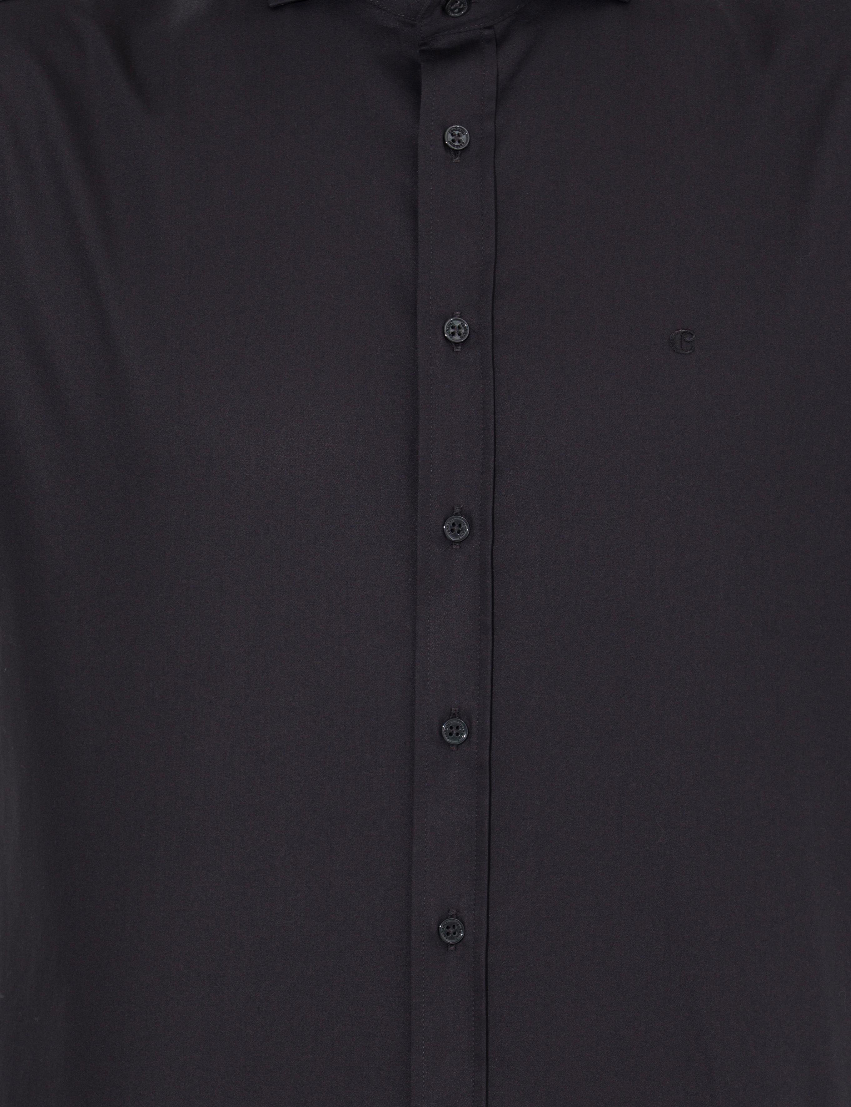 Siyah Slim Fit Uzun Kollu Basic Gömlek - 50268927074
