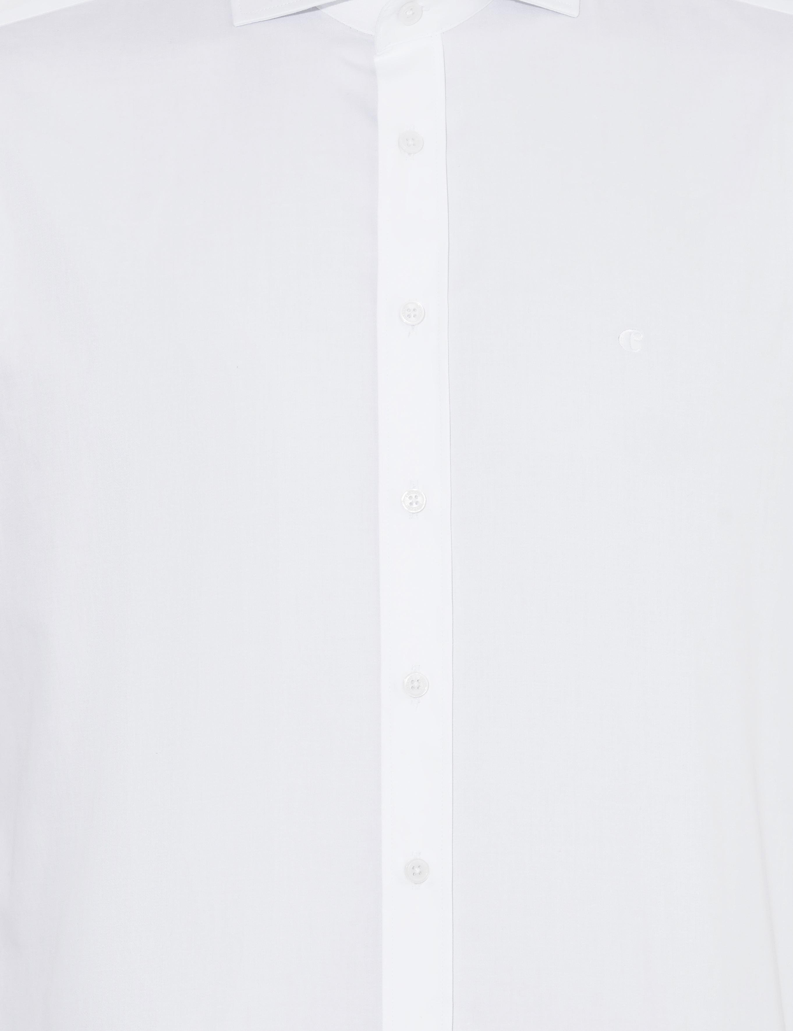 Beyaz Modern Fit Uzun Kollu Basic Gömlek