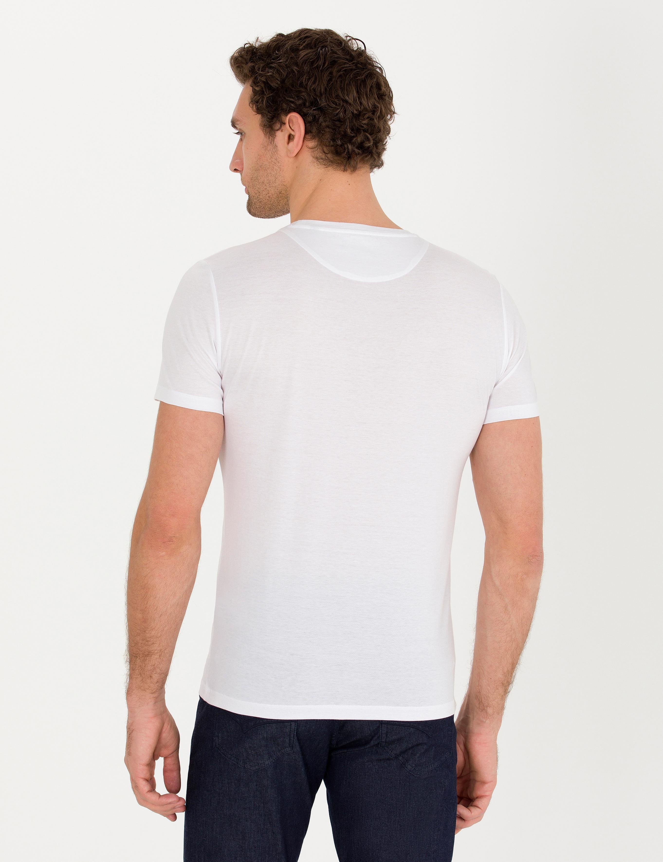 Beyaz Bisiklet Yaka Slim Fit Basic T-Shirt - 50267666022