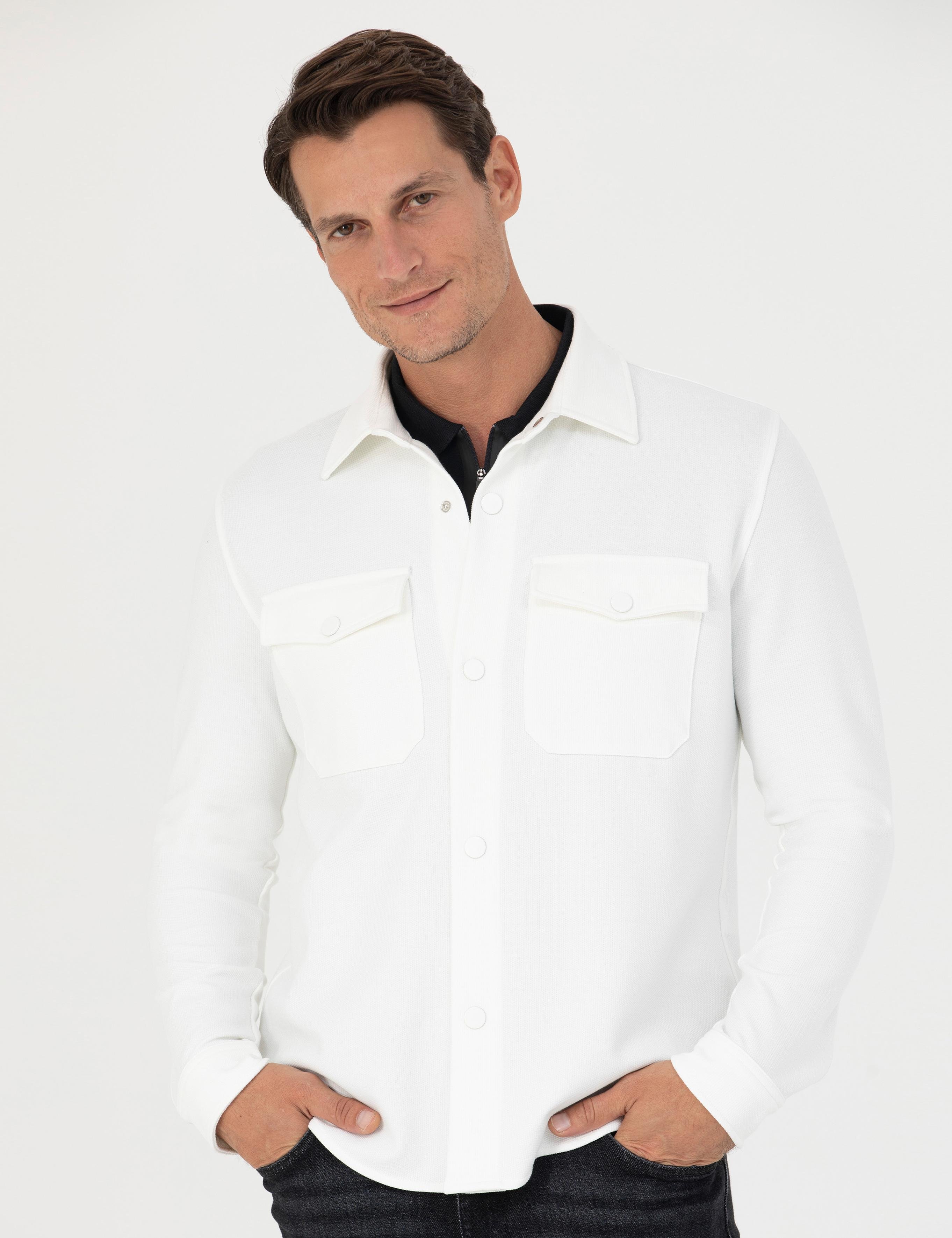 Beyaz Regular Fit Uzun Kollu Gömlek