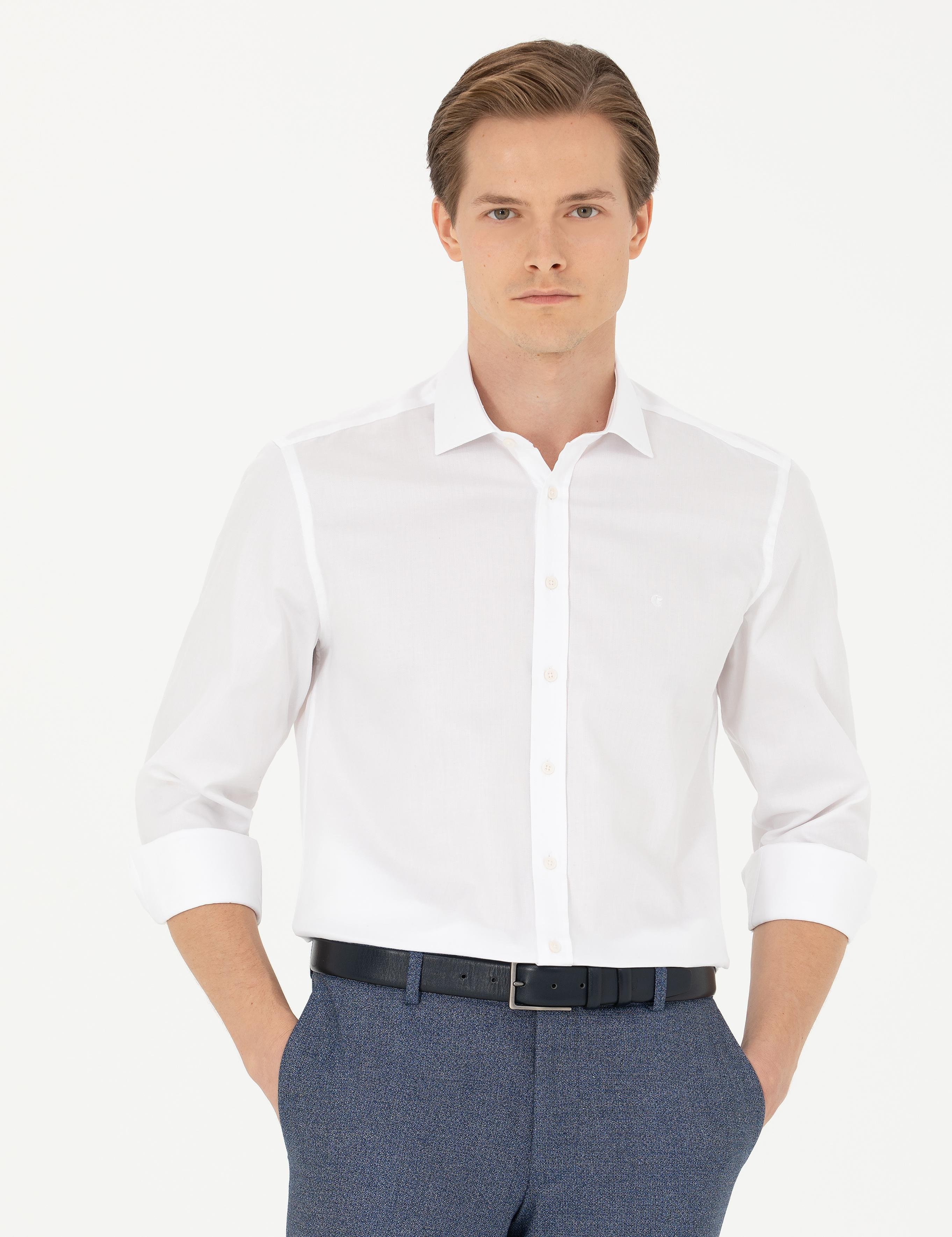 Beyaz Slim Fit Basic Gömlek - 50270138009