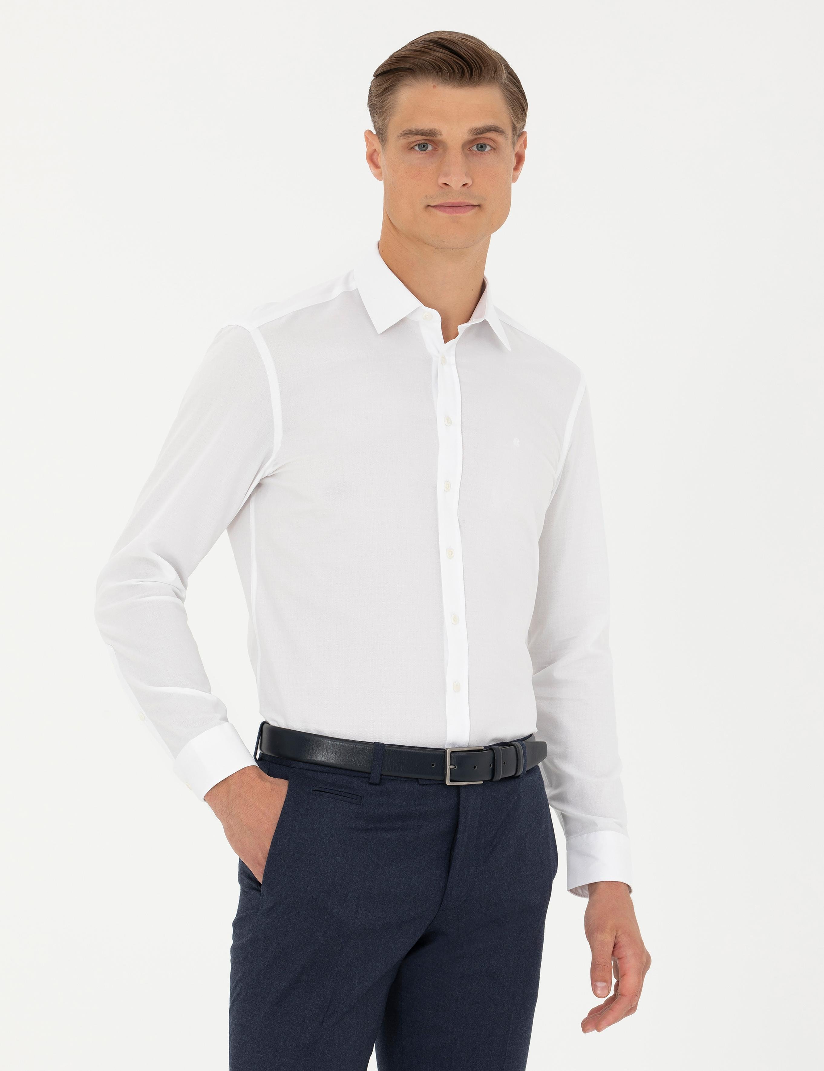 Beyaz Slim Fit Uzun Kollu Klasik Gömlek - 50278522007