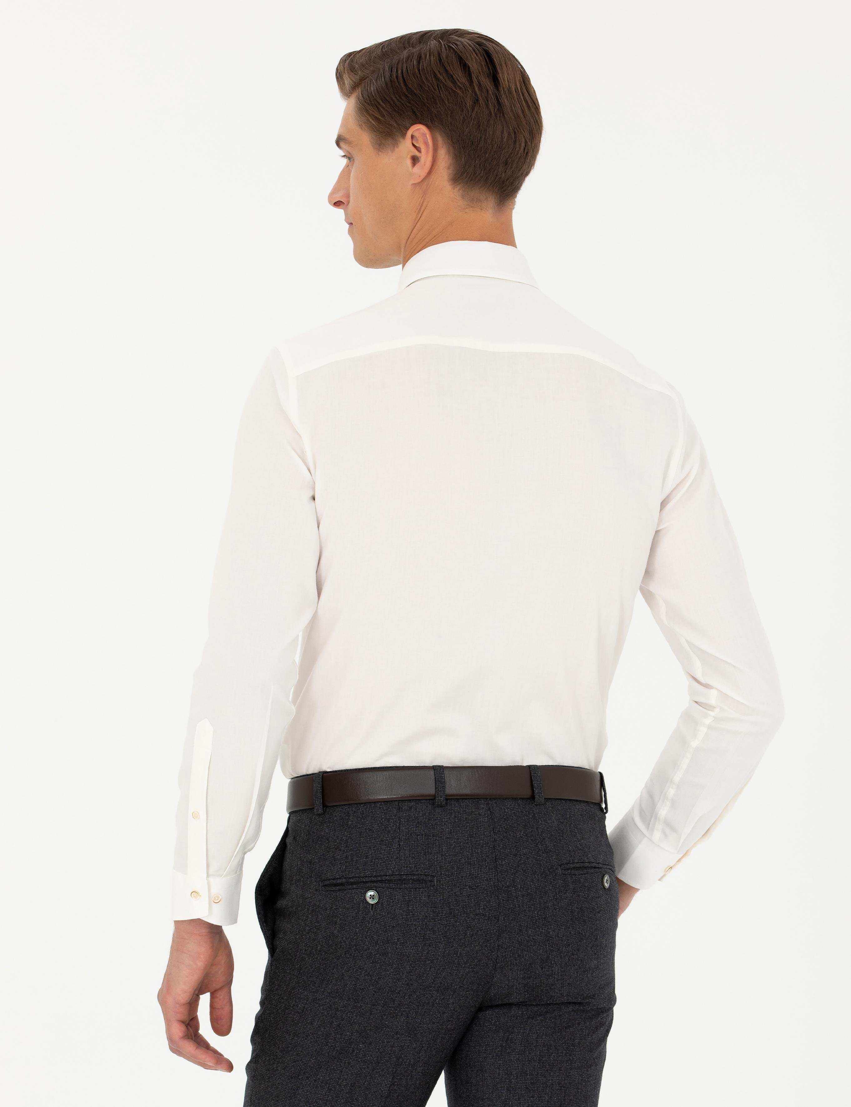 Beyaz Slim Fit Uzun Kollu Klasik Gömlek - 50273661189