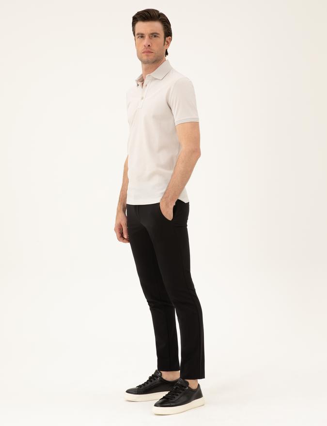 Siyah Slim Fit Beli Bağcıklı Pantolon